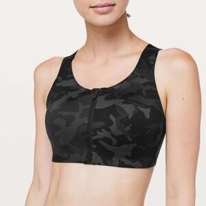 Lululemon Athletica Gray Camouflage Zip Sports Bra